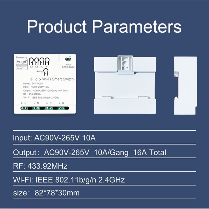 Tuya 4 Channel - Tuya Wifi Switch Module With Remote