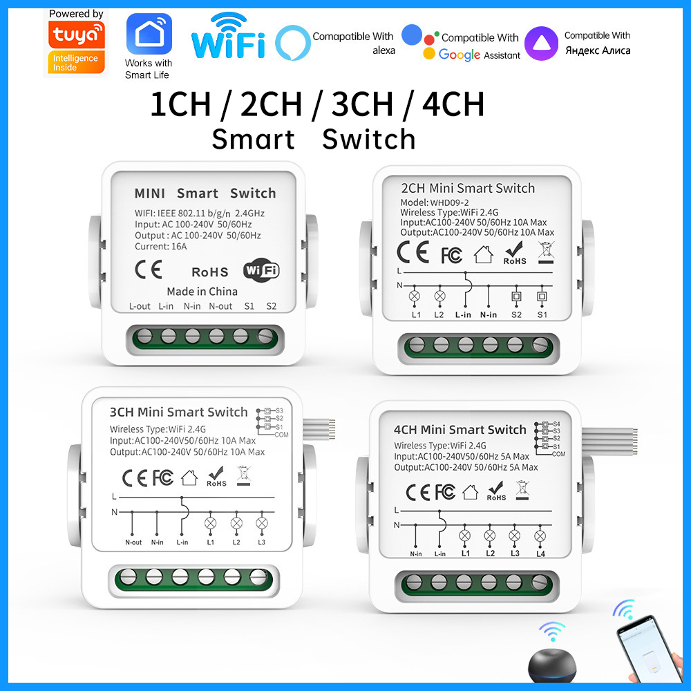Tuya WiFi Smart Switch 1/2/3/4 - đánh giá và giá Tuya 4 Channel
