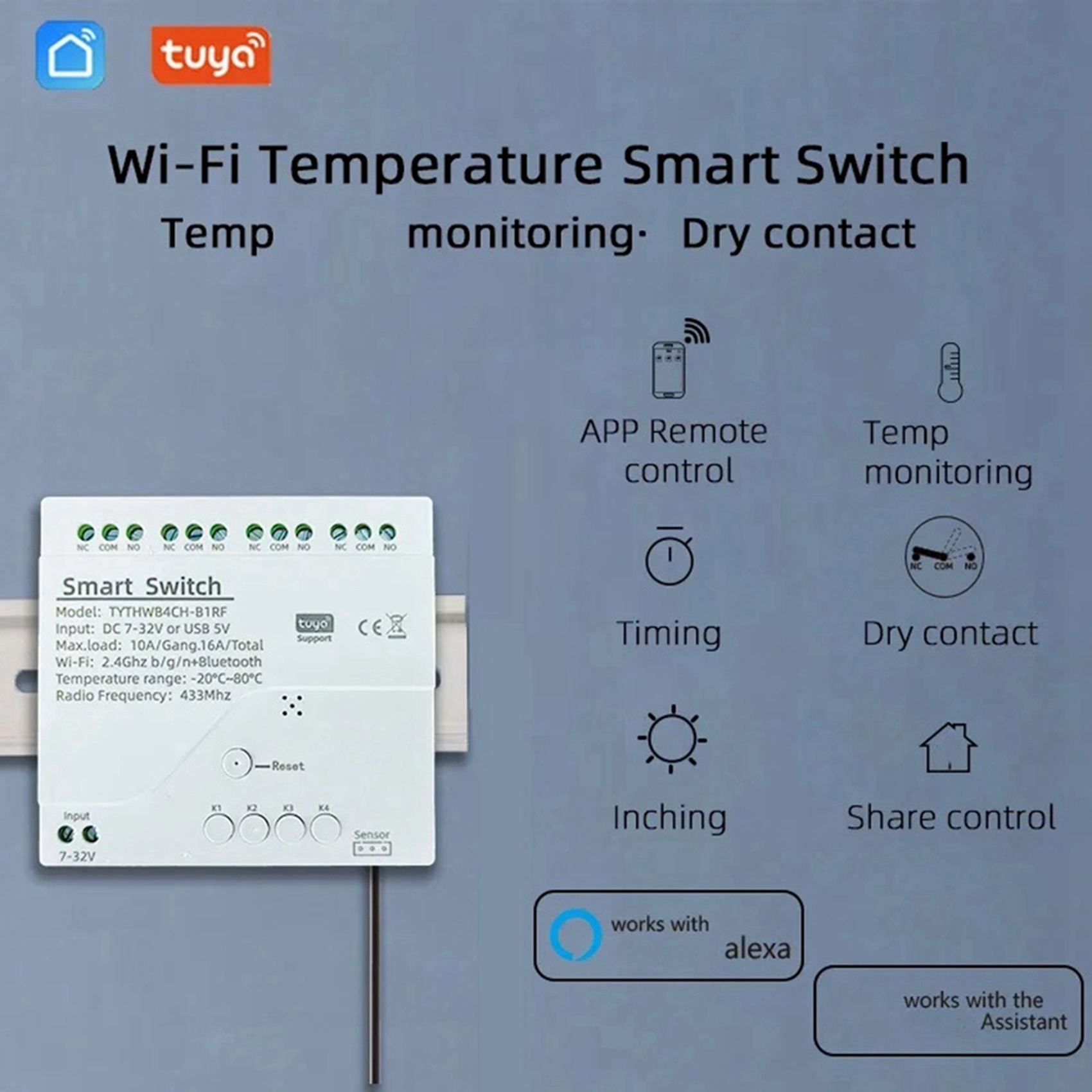 B44C 2X Tuya Wifi DC 7-32V 4 C - đánh giá và giá Tuya 4 Channel