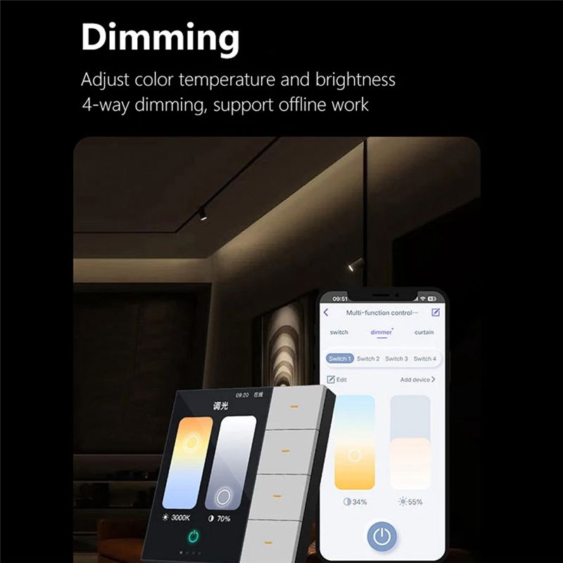 AED6-Tuya Zigbee 3.5 Inch Smar - đánh giá và giá Tuya 4 Channel