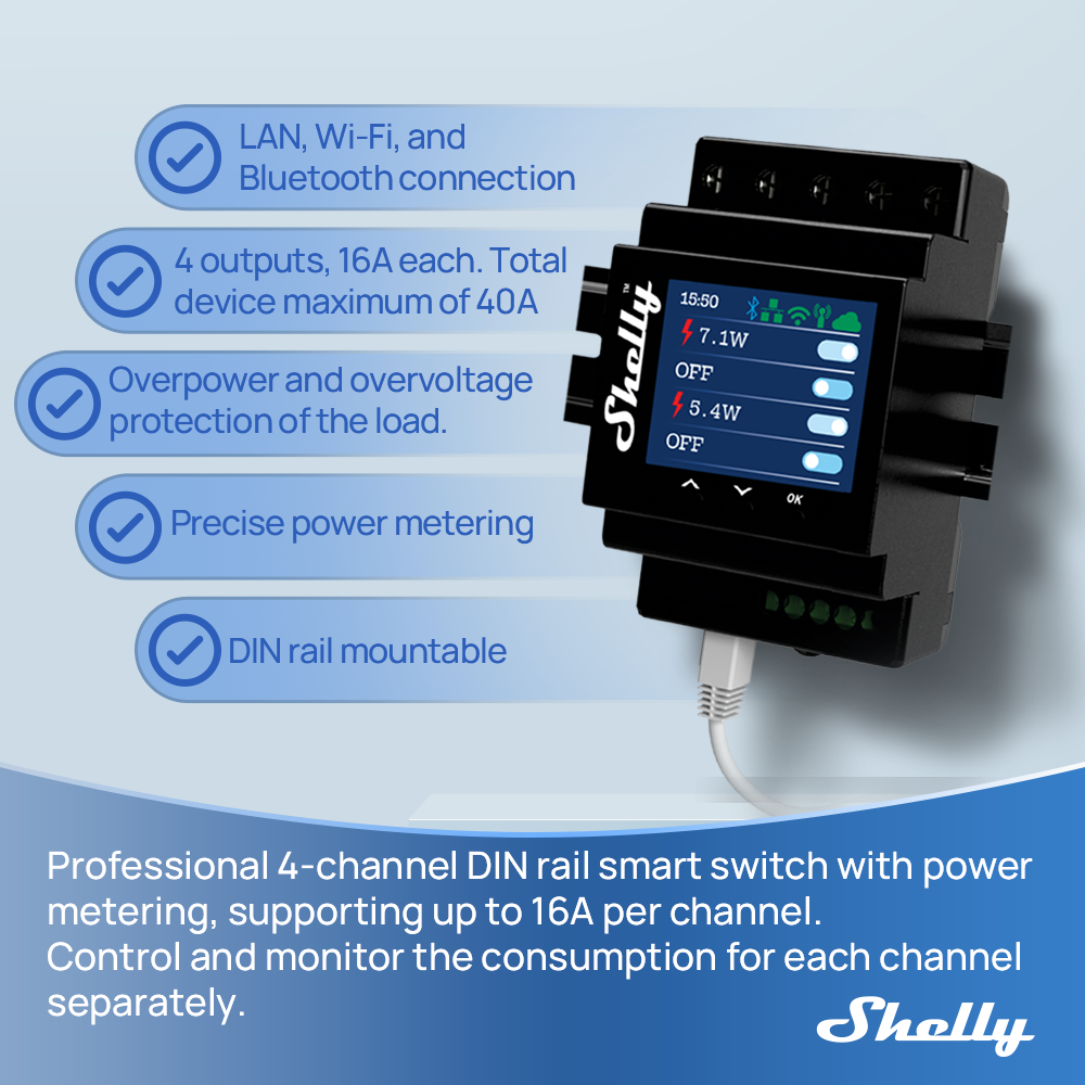 Shelly Pro 4 Chiều 4 Kênh Tiếp - đánh giá và giá Shelly Plug
